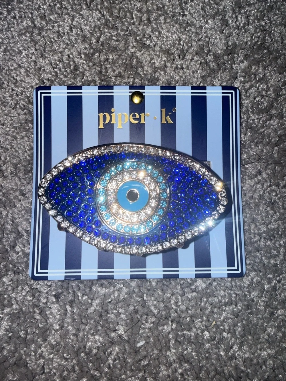 Piper Blue and Aqua Crystal Evil Eye hair clip